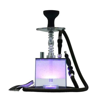 China 2022 New-Fashion New Arrival Acrylic Shisha Hookahs Accessories Cube Square Acrylic Hookah With Led Light for sale