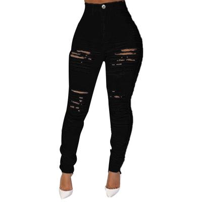 China Hot Selling Breathable XLL - 5xl High Waist Black Ripped Denim Women Skinny Pants Plus Size Pants And Jeans for sale