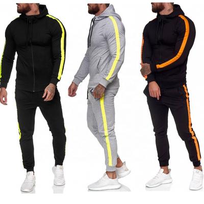 China Breathable XLL-Sports Wear Hood Side Striped Mens Hoodie And Jogger Tracksuit With Side for sale