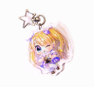 China Eco - Friendly Custom Acrylic Two Side Printing Holographic Acrylic Key Chain Charms for sale