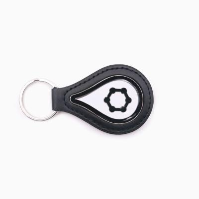 China Custom Leather Key Ring Wholesale Embossed Leather Keychain for sale