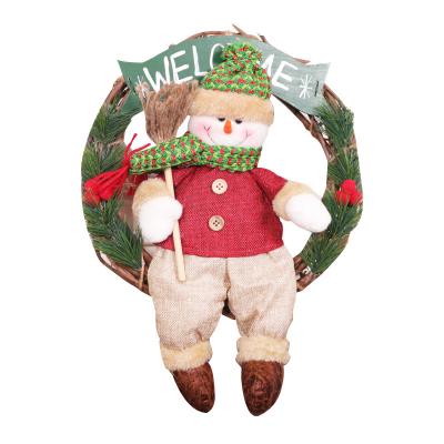 China 2020 Christamas Home Decor Decoration Gift Personalized DIY Christmas Hanging Ornament with Rattan Circle Figurine Ornaments for sale