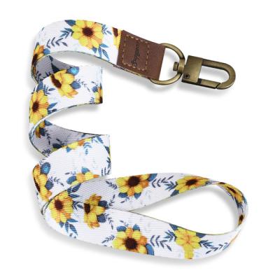 China Promotion Gift Factory Custom Cheap Heat Transfer Printed Polyester Lanyard With Flower Printed for sale