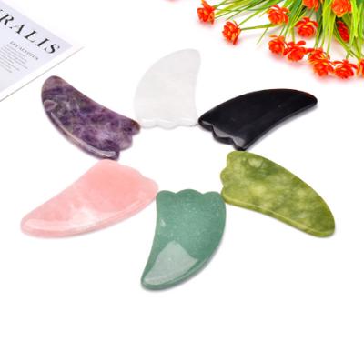 China Portable Pink Crystal Stone Rose Quartz Gua Sha Facial Massager Tools Natural Scraping Gua Sha Massage Tool for sale