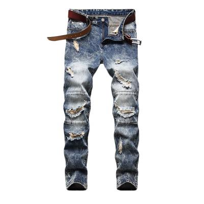 China Wholesale authentic rolo tecido mens jeans viable designer jeans katun 100% ripped regular jeans mens for sale