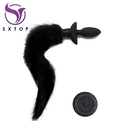 China 10 Real Fox Remote Control Real Tail Vibration Butt Plug 3 Rotations Vibration+3 Beauty Plug Prostate Massager 18 Woman Sex Toys For Man for sale