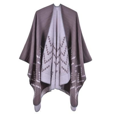 China Outdoor Manufacturers Lead New Women's Autumn Winter Warm Cape With Travel Imi's Cashmere Slit Thickened Cape for sale