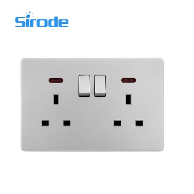 China Easy Installation Sirode UK Wall Socket T2 Series 2 Strip 3 Pin13A Standard Gray Color 86*86mm Hot Sale for sale