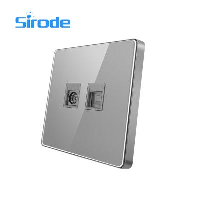 China Easy Installation Sirode Ice Switch British Standard Acrylic Color Tel+PC Scoket T1 Series Wholesales for sale