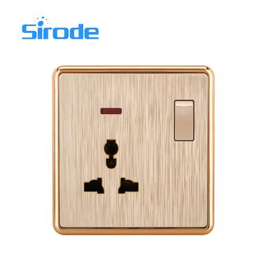 China Sirode Easy Installation British Standard One Strip 13A Multifunctional Socket With Gold Color Plug Neon Series for sale