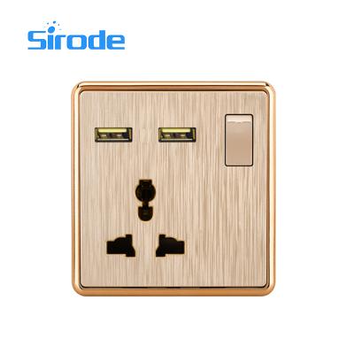 China Easy Installation Sirode UK Standard Market Switches T3 Series Socket 1 Gang 5 Pin Socket 2USB With Neon Lamp Wholesales for sale