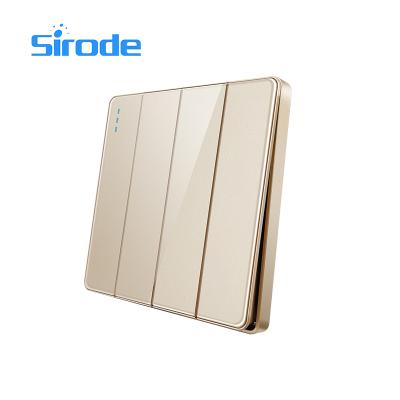 China Easy Installation Sirode T8-4A Two Way Gold Color Two Way Gold Color Manufacturer Wall Switch British Standard Chinese Series for sale