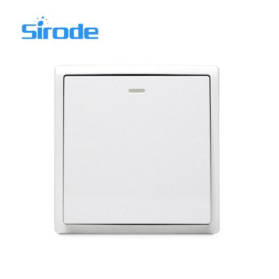 China Sirode Stylish Design 86*86mm British Standard 1 Gang Wall Switch Modern Design Electrical Switch Factory Wholesale White Color for sale