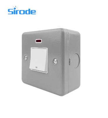 China Wenzhou Guipai Newly Metal Clad Design 20A Double Pole Switch With Neon Indicator for sale