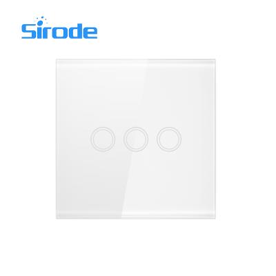 China Sirode 3 Gang Wall Band WIFI Crystal Glass Wireless Light Easy Switch APP Remote Control Installation WIFI Switch for sale