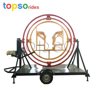 China Steel And FRP Hot Selling Mobile Park Rides Portable Human Gyro Amusement Rides With Trailer for sale