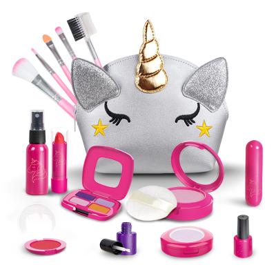 China Wholesale Pretend Play Washable Safe Cosmetics Toy Kids Makeup Girls Beauty Set Toy Fancy Plastic Makeup Purse 18*14.5*6.5cm for sale