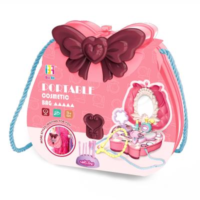 China Mini Children Kid Toys Girl Beauty Fashion Plastic Cosmetics Bag Toys Pretend Makeup Toy Set Promotional 18PCS for sale