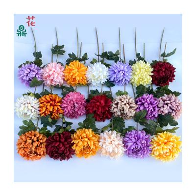 China High simulation quality assurance Single Branch Big Overlord Chrysanthemum Home Soft Decoration Flower Arrangement Party Decoration Ornament Artificial Flowers for sale