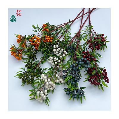 China High simulation quality assurance Five Auspicious Fruit Single Branch foam Holly Fruit Home Vase Decoration Decoration Indoor Party Decoration Artificial Flowers for sale