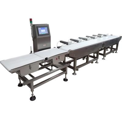 China Weight Sorting Automatic Weight Sorter for Chicken Seafood Live Fish Oyster Date Mangoes Fruit for sale