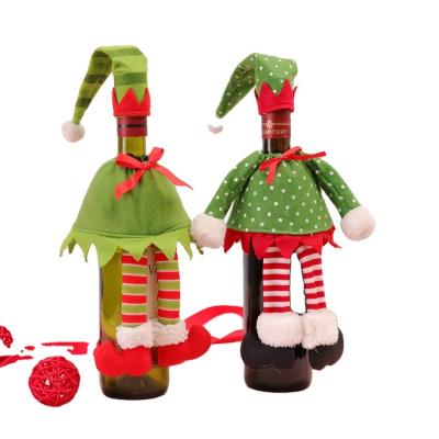 China Cute Christmast Ornament Christmas Decoration Supplies Christmas Tree Christmas Wine Bottle Cover Bag Set For Party for sale