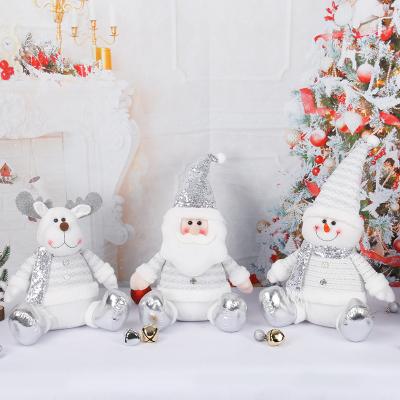 China Sitting Silver Soft Christmas Dolls Christmas Gift For Kids Sitting Figurine for sale