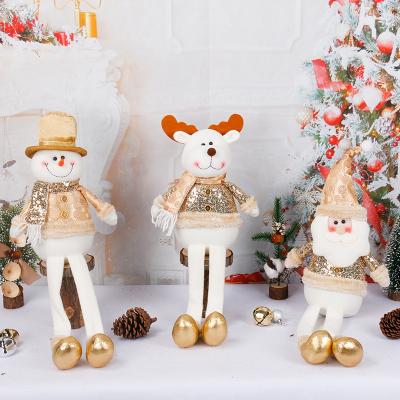 China Hot Selling Santa Claus Snowman Christmas Cloth Gold Legs Dolls Long Legs Home Decoration for sale