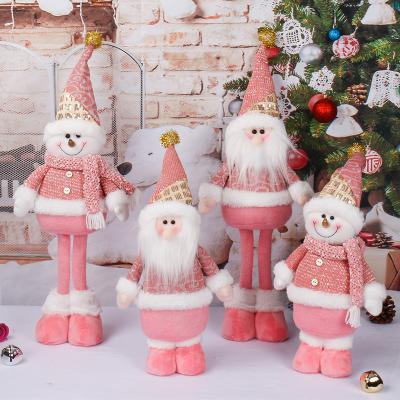 China Large Standing Standing Santa Claus Stuffed Christmas Snowman Plush Dolls for New Year Gifts for sale