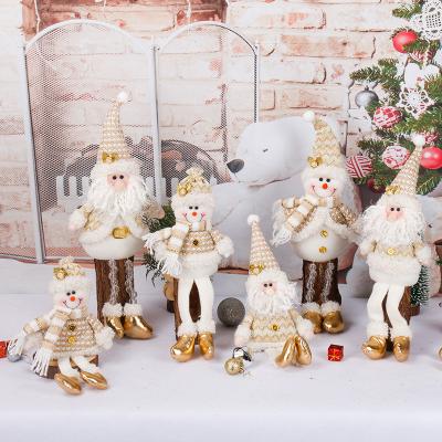 China Long Legs Christmas Doll Christmas Office Indoor Decoration Santa Claus Standing Doll Beads Legs Plush Snowman Christmas Doll for sale