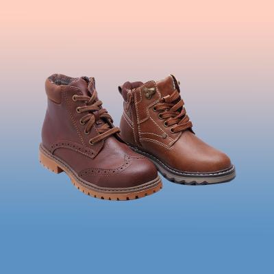 China Manufacturers Round British Style Boots China High Quality PU Leather Shoes Kids Children's Boots for sale