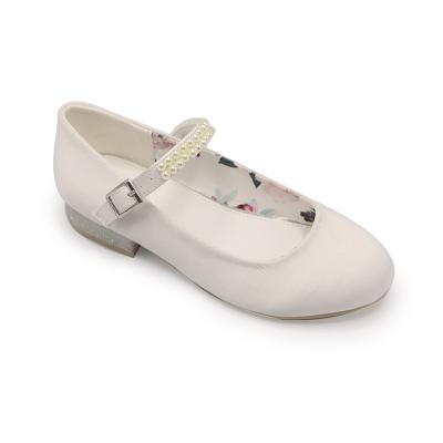 China Mary Jane Low Heel Girls Princess Shoes Round Kids Elegant Shoes White Wedding Party Shoes for sale