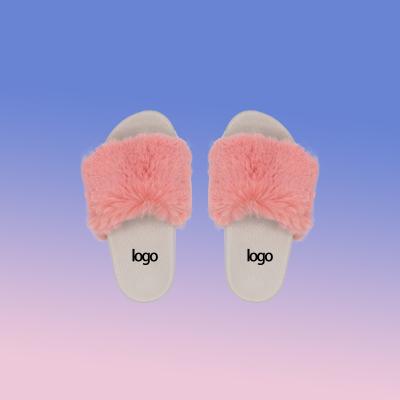 China 2021 Summer Wholesale Fluffy Fur Plush Anti-slippery Slippers Children's Real Slippers for sale