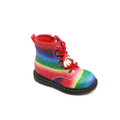 China Wholesale Children's Boots High Top Girls Boots Girls Winter Warm Christmas Round Lace Buckle Boots for sale