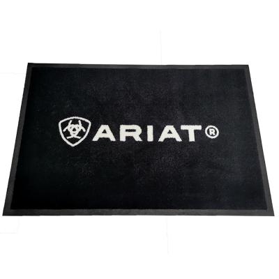 China Custom Light Washable Custom Logo Printed Floor Door Mat Flexible Shoe Fitting Branded Mat for sale