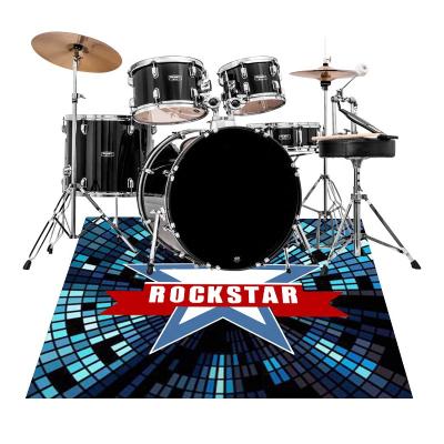 China Stain Heavy Duty Custom Rubber Electric Noise Reduction Printed Drum Mat Soundproof Drum Kit Blanket Floor Mat Piano Drum Mat Cover Mat for sale