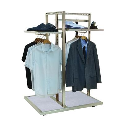 China 18 Years Eco-Friendly POS Factory Custom Wisda Commercial Floor Supermarket Shelves Retail Store Garment Clothes Clothing Store Display Rack for sale