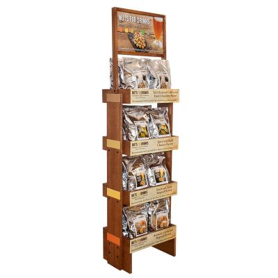 China Durable 18 Years Wooden Wooden Display Rack Nuts Snack Coffee Candy Metal MDF Retail Store Pop Stand China Factory for sale