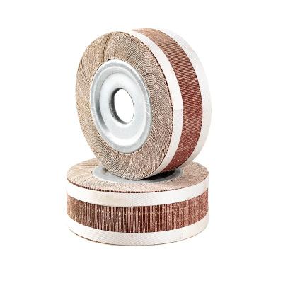 China Customized Durable Size 150*25*25mm Emery Cloth Paper Fin Sanding Wheel Without Shaft For Stainless Steel Polishing for sale