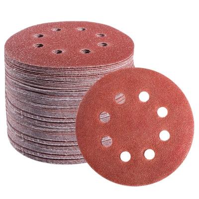 China For Sanding Surface Damages 125mm Red Round Sandpaper Sandpaper For Car Polishing With 5 Holes Sanding Paper Disc Abrasive Tools for sale