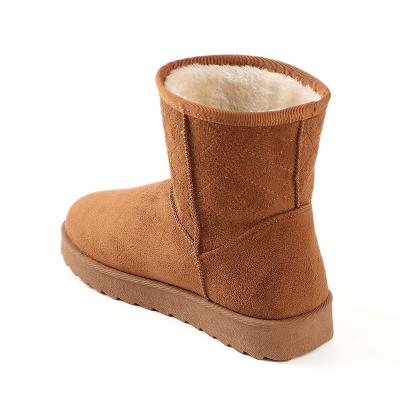 China Round Ladies Outdoor Brown Scrub Cowhide Women Shoes Raccoon Fur Snow Boots Suppliers for sale