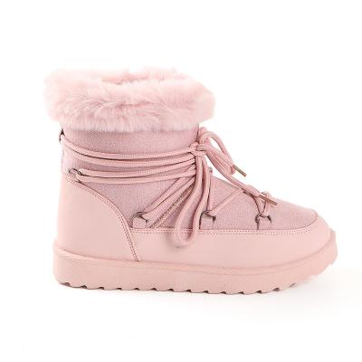 China Around the winter 2020 new design fashion cartoon fur princess plush black soft rubber for children snow boots for sale