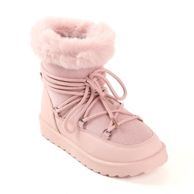 China New Fashion Round Wool Lambskin Leather Winter Round Waterproof Suppliers Nylon Snow Boots for sale