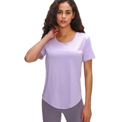 China Manufacturer Wholesale Price Women Breathable Culture Gym Wear Yoga Fitness T Shirts for sale