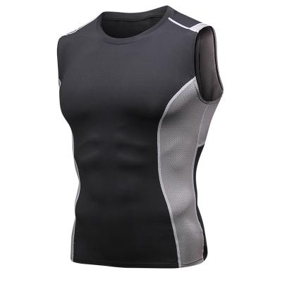 China Workout Wear Breathable Gym Wear Active Seamless Men Rib Opening Side Tank Top for sale