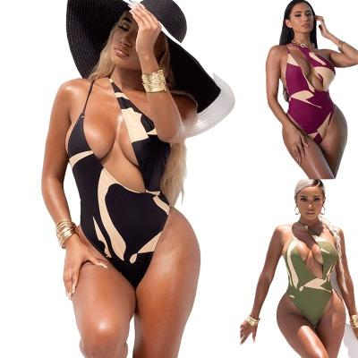 China One Piece Triangle Two Piece Halter Plus Size Swimwear Striped High Rise Swimsuit for sale