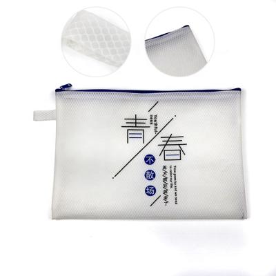 China Clear Recyclable Mesh A4 Zipper Lock Travel Folder File Document Bag School Supplier Organizer Plastic Bag Recyclable Mesh A4 for sale