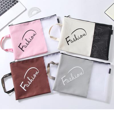 China Portable Wholesale A4 Oxford Mesh Folder Zipper Eco - Friendly Nylon Document Bag for sale