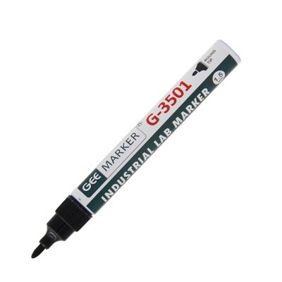 China Geemarker 1.5mm Lab Easy Industrial Marker Do Not Fade Black G-3501 Round Tip Waterproof 75%alcohol Marker for sale