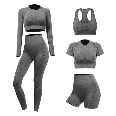 China Anti-Bacterial Surprise Price Dot Summer Women Yoga Sets Sweat Wicking Underwear bra short sleeve shorts long sleeve for sale